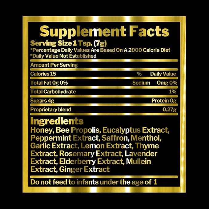 HoneyPlusCo | Honey&ampHerbs - Natural Honey Cough &amp Cold Relief +Immune Support - BroncoHoney (Reinforced with Propolis Garlic Lemon Mint Eucalyptus &amp More for Cough Cold Allergy) - 12