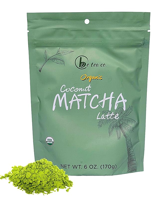 Be Tea Co. Coconut Matcha Latte | Organic Dairy-Free Latte Mix | Japanese Ceremonial Grade | Antioxidant-Rich | Vegan Drink | No Added Sugars | 24 Servings