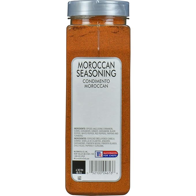 McCormick Culinary Moroccan Seasoning 16 oz - One 16 Ounce Container Moroccan Spice Blend with Cinnamon Cumin Black and Red Peppers and Turmeric