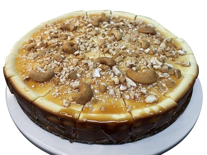 ANDY ANAND CHOCOLATIER Caramel Cashew Cheesecake 9 Inch 2 lb | Buy Caramel Cashew Cheesecake Made with Real Cream Cheese Handcrafted Gourmet Bakery Dessert