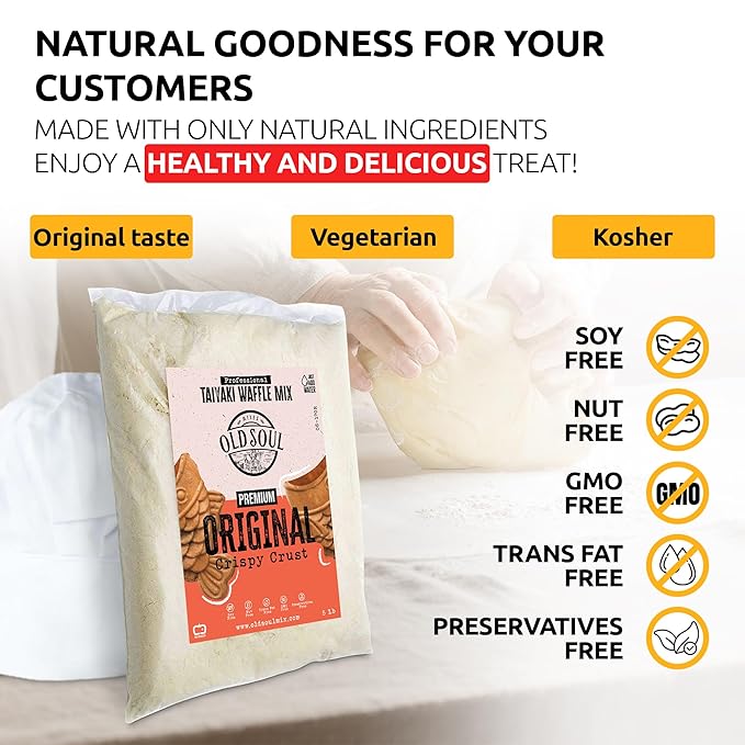 OldSoul Professional Taiyaki Waffle Mix | Crispy | Original Flavor | Dough Mix | 10 Lbs | 168 Waffles (10 Lbs Traditional)