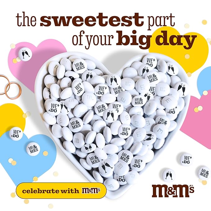 M&ampM’S WORLD “Mr. and Mrs.” Milk Chocolate Candy 5 lbs Bulk Candy for Wedding Decorations Unique Favors or Cake Topper