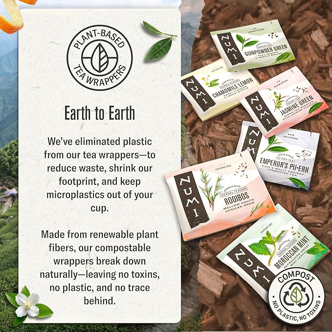 Numi Tea Organic Moroccan Mint Tea 54 Herbal Tea Bags Caffeine Free