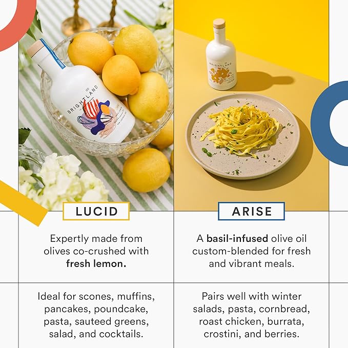 Brightland Infused Olive Oils The Artist Capsule - Cold-Pressed Made with Early-Harvest Frantoio and Arbosana Olives - High Polyphenol &amp Infused Olive Oil - 12.7 Fl Oz (Pack of 4)