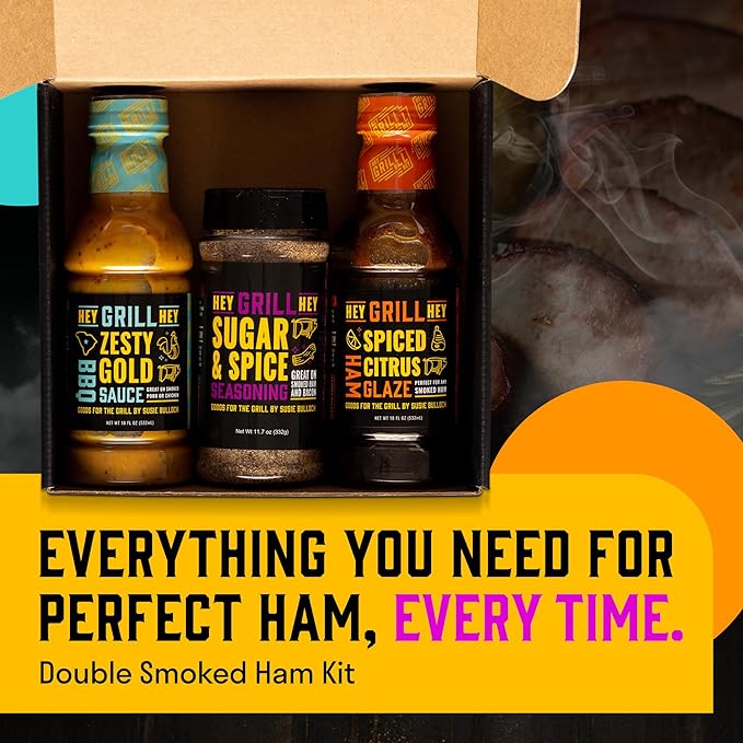 Hey Grill Hey | Ham Rub &amp Ham Glaze Seasoning Kit | Smoked Pulled and Spiral Ham recipes. | Double Smoked Ham Kit