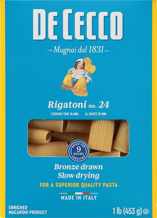 De Cecco Semolina Pasta Rigatoni No.24 1 Pound (Pack of 12)