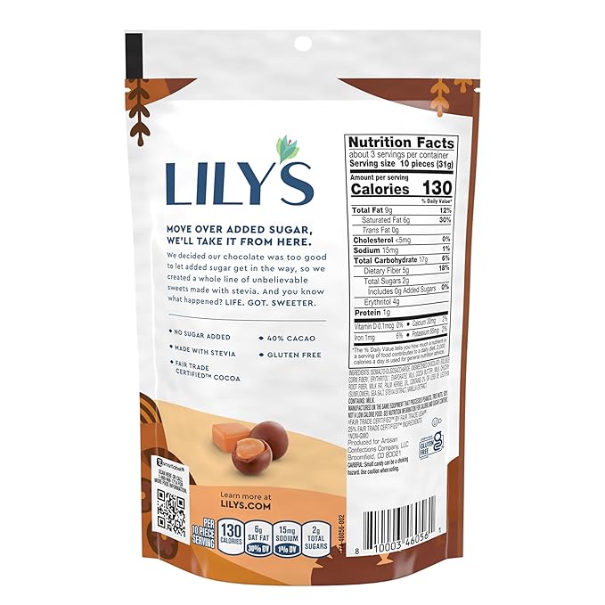 Milk Chocolate Style Caramels By Lily's Sweets | Stevia Sweetened No Added Sugar Low-Carb Keto Friendly | Fair Trade Gluten-Free &amp Non-Gmo | 3.5 oz 3 Pack