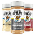 Dan-O’s Outlaw Seasoning Variety Pack – 3 Bottle Set – Butter Dust Butter Steak &amp Blackened Bloody Mary – Bold Buttery &amp Blackened Spice Blends for Meat Seafood Veggies &amp Cocktails