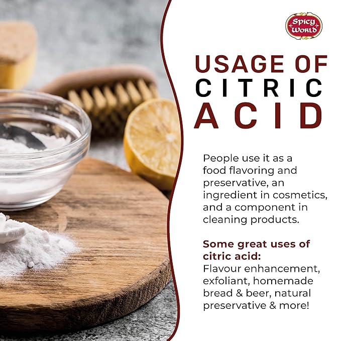 Pure Citric Acid 10 Pound - Food Grade &amp Non-GMO- Natural Food Preservative Beauty Ingredient- by Spicy World