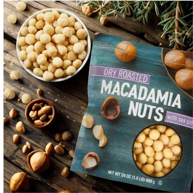 Dry Roasted Macadamia Nuts with Sea Salt – 4.5 LB (3 × 1.5 LB) – Kosher – Bundled by Bentronic