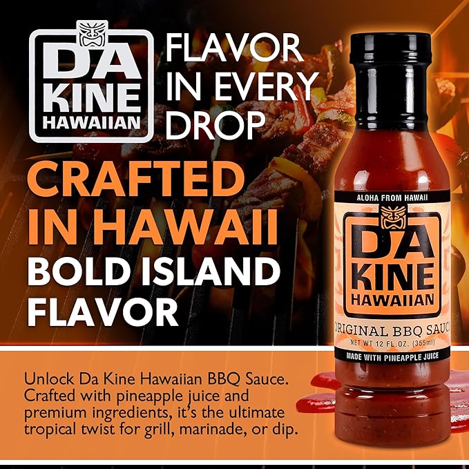 Da Kine Hawaiian BBQ Sauce Premium Gourmet Barbecue Sauce Made in Small Batches Gluten-Free BBQ Sauce for Meat Fish and Vegetables - Original (3 Pack)