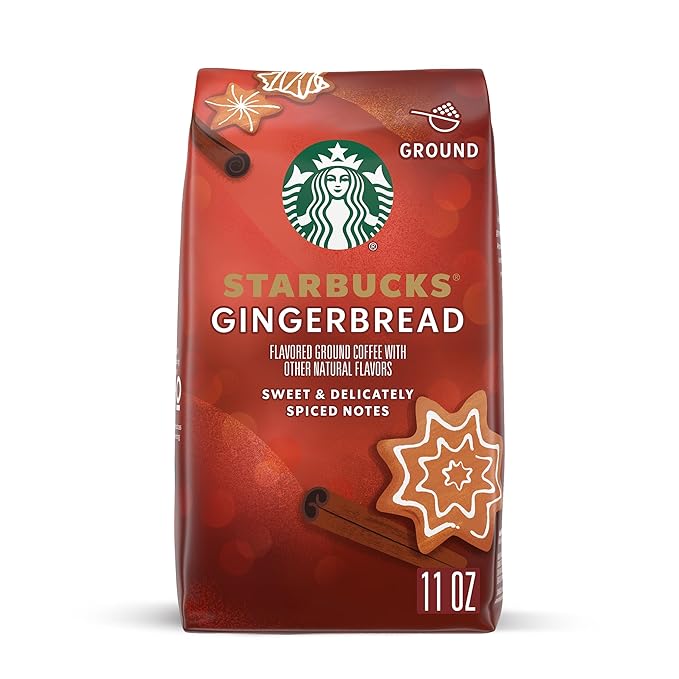Starbucks Ground Coffee Gingerbread Naturally Flavored Coffee 100% Arabica Limited Holiday Edition 1 Bag (11 Oz)