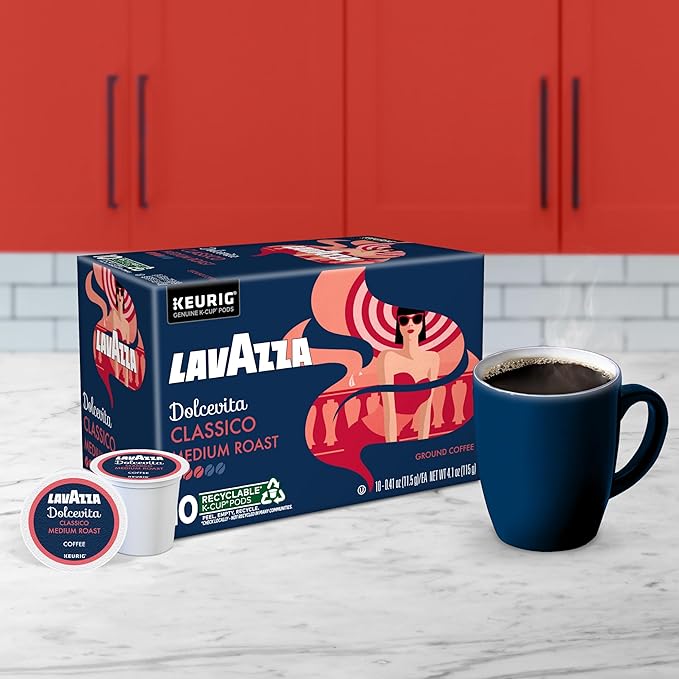 Lavazza Classico Medium Roast Coffee Keurig K-Cups 60 Count 10 Count (Pack of 6)