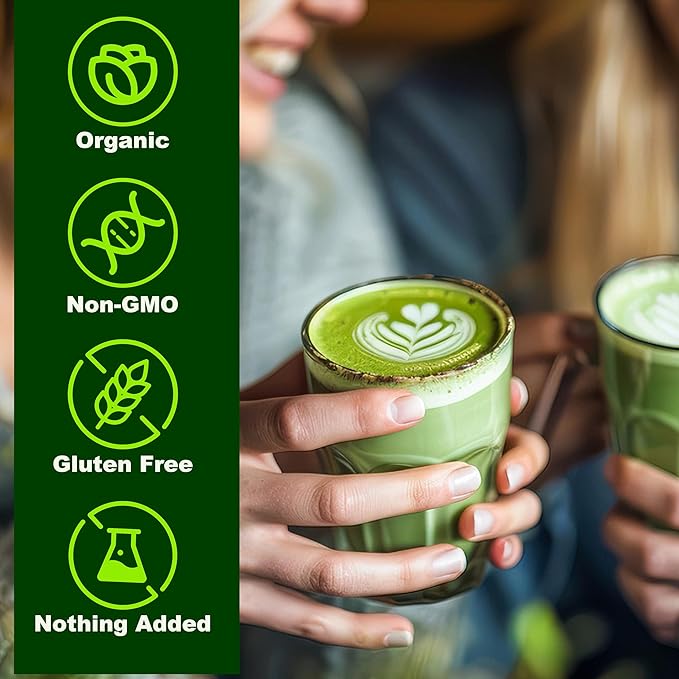 Organic Matcha Powder 18 oz | Natural Drinks Pure Tea Powder | Organic Certification &amp Non-GMO | for Matcha Latte Smoothies Baking and Beverage Preparation | Gluten-Free &amp Vegan