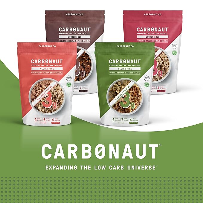 Carbonaut Gluten Free Granola Tropical Coconut Cardamom | Keto-Certified &amp Non-GMO | Perfect Keto Granola For Cereal Yogurt or Snacking | Only 3g of Carbs Per Serving 10 oz (Pack of 6)