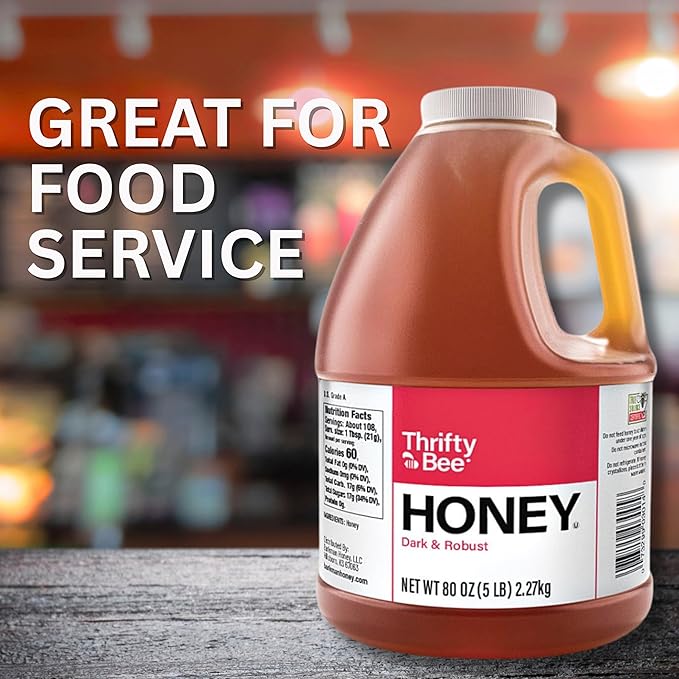 Thrifty Bee Honey 80 Ounce (5 LB) Large Bulk Honey Jug
