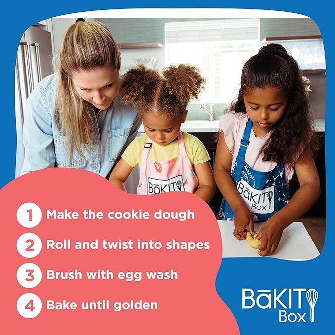 BāKIT Box Greek Koulourakia Cookie Kit Kids Baking Gift with Printed Recipe &amp Activity Guide Make Greek Twist Cookies + Learn Words &amp Symbols