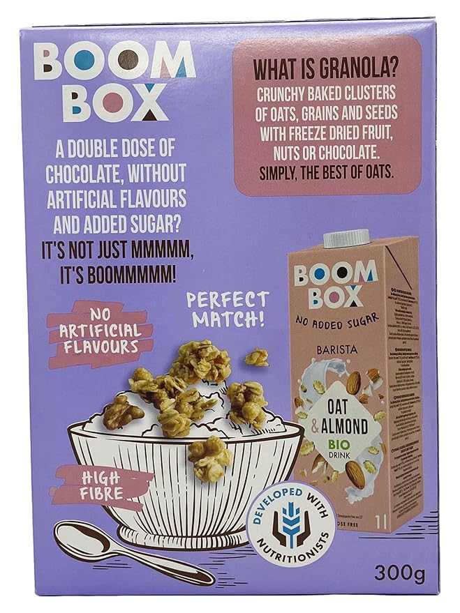 BOOM BOX High Protein Chocolate Oat Granola - 300g Energizing and Indulgent Breakfast (300G Muesli - double chocolate)