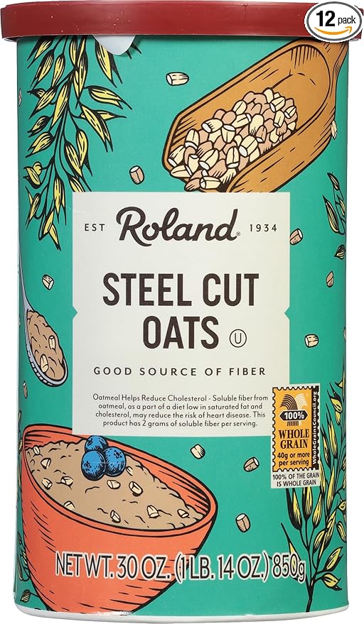 Roland Foods Steel Cut Oats 30-Ounce Can Pack of 4