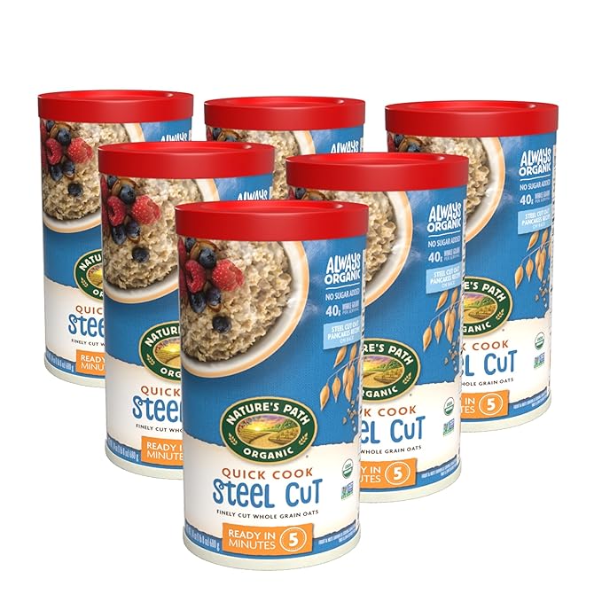 Nature's Path Organic Quick Cook Steel Cut Oatmeal 24 oz (Pack of 6) Non-GMO