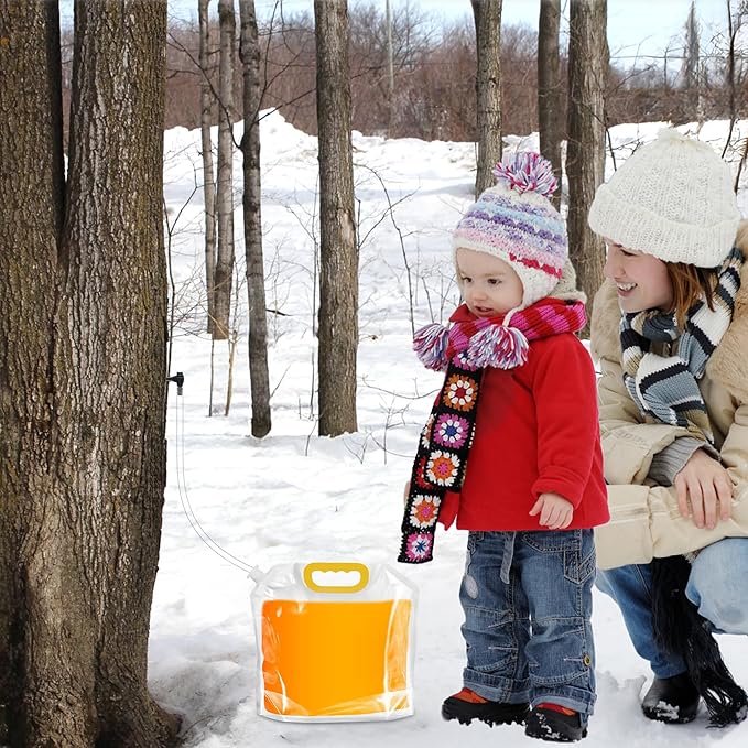 15 Sets Maple Syrup Tapping Kit 15 Tree Taps 15 Collection Bag with Lid (5 L) 15 Silicone Plug 32.8 Ft Tube BPA Free Maple Tree Tapping Kit Supplies for Experts Beginners