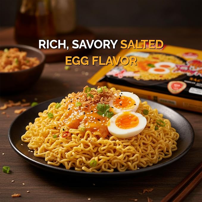 VIFON Mixed Salted Egg Instant Noodles Hot Flavor (Mì Trộn Trứng Muối Cay) 24-Pack (4.6 oz / 105 g each) | Dried Mix | Vietnamese Premium Noodles | Ready in 4 Minutes