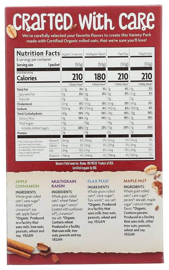 Nature's Path Organic Instant Hot Oatmeal Variety Pack of Four Flavors 8-Count Boxes (Pack of 6) by Nature's Path