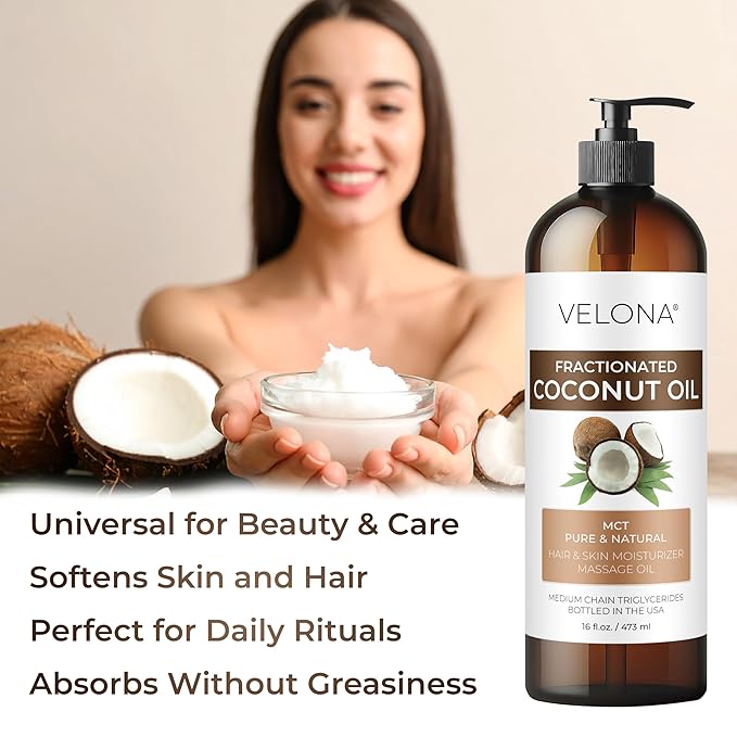 velona MCT Coconut Oil 1 Gallon / 128 Fl Oz | 100% Pure and Natural Carrier Oil | Fractionated | Skin Face Body Hair Care | Use Today - Enjoy Results