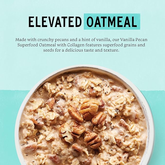Purely Elizabeth Vanilla Pecan Collagen Oatmeal Cups With Nut Butter Packet Gluten-Free 2 Ounce (Pack of 12)