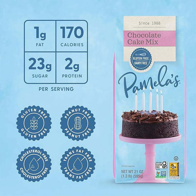 Pamela's Gluten Free Chocolate Cake Mix Dairy Free Kosher 21-Ounce Bag (Pack of 6)