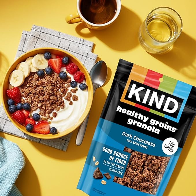KIND Healthy Grains Granola Dark Chocolate Clusters Healthy Snacks Gluten Free 100% Whole Grains 10g Protein 11oz 6 Count