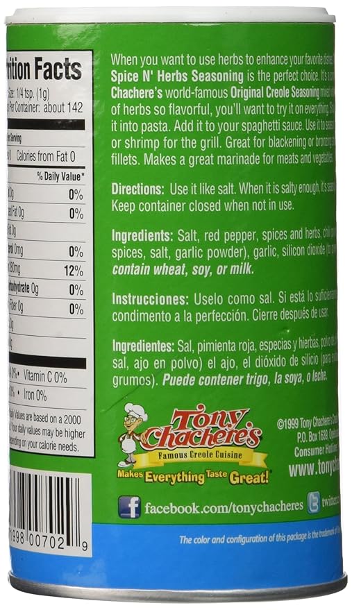 Tony Chachere Seasoning Blends Spice N Herbs 4 Count