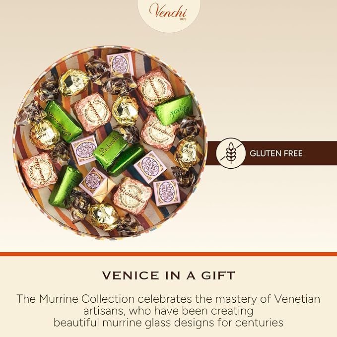 Venchi - Murrine Collection - Medium Orange Hamper with Assorted Chocolates Gift Idea for Birthday and Anniversary 14.1 oz