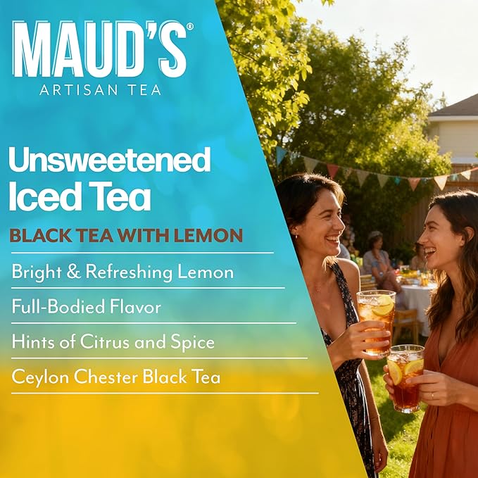 Maud's Iced Black Tea Pods with Lemon 24 ct Single Serve Pods – 100% Gourmet Blended Tea Leaves Compatible with Keurig K Cups Maker