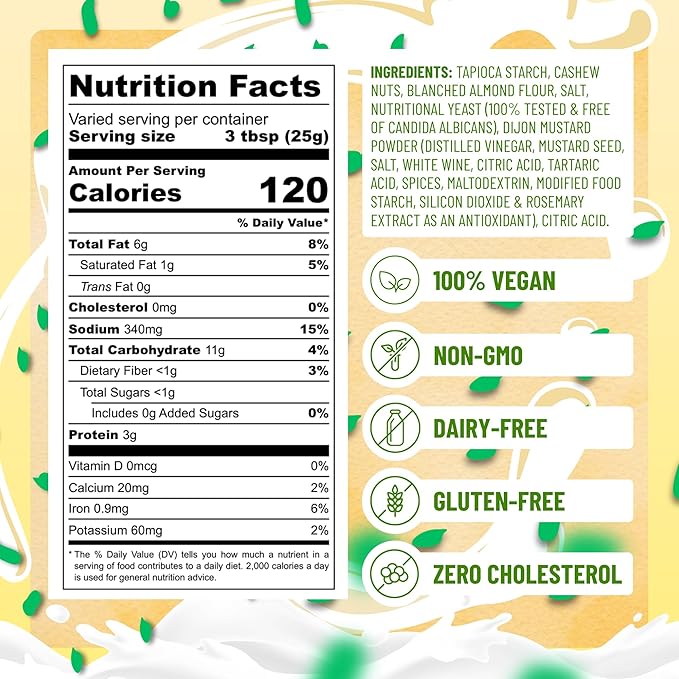 Gloriously Vegan NoochyLicious Sour Cream Powder – Smooth Tangy Dairy-Free &amp Plant-Based Seasoning – Lactose-Free Gluten-Free Non-GMO Sour Cream Alternative for Cooking &amp Snacking