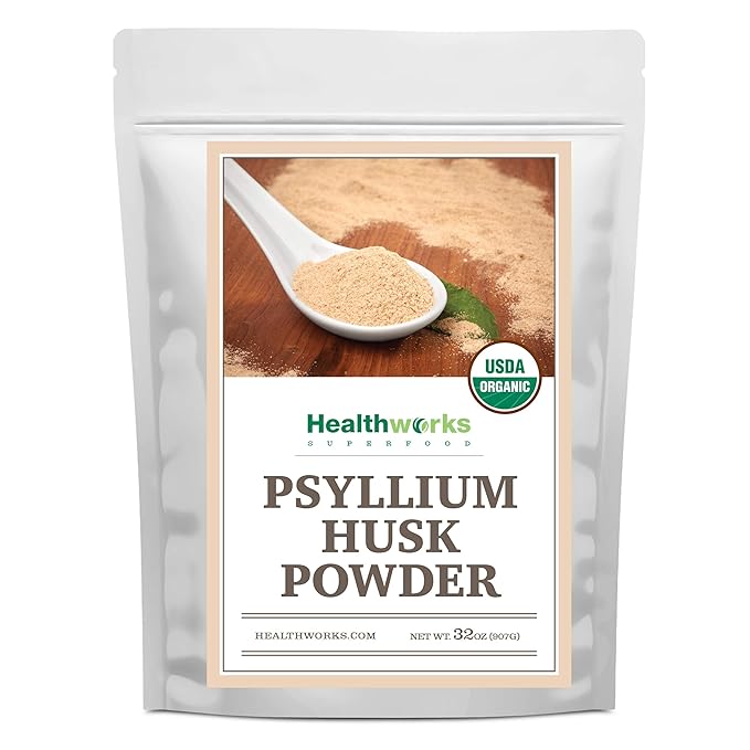 Healthworks Superfoods Organic Psyllium Husk Powder - 32 Oz / 2 Lbs - Raw - Certified Organic - Finely Ground Powder from India - Keto Vegan &amp Non-GMO - Fiber Support