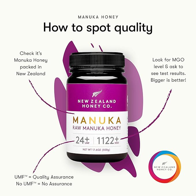 New Zealand Honey Co. Raw Manuka Honey UMF 24+ / MGO 1122+ 17.6 oz &amp UMF 20+ | MGO 829+ 17.6 oz