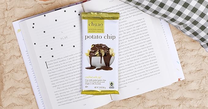 Chuao Chocolatier Potato Chip Milk Chocolate Bars | Gourmet No Preservatives | For Gift Baskets Christmas Birthday Thank You Care Package | 12 Ct