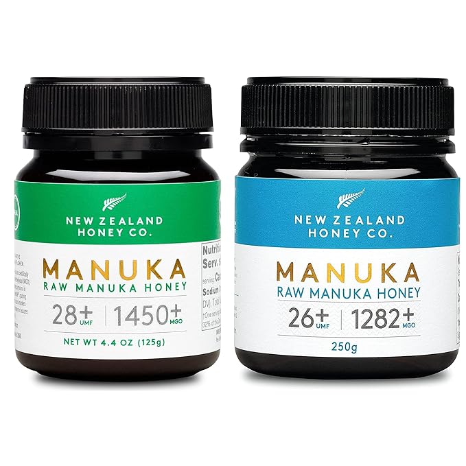 New Zealand Honey Co. Raw Manuka Honey UMF 28+ | MGO 1450+ 4.4 oz &amp UMF 26+ | MGO 1282+ 4.4 oz
