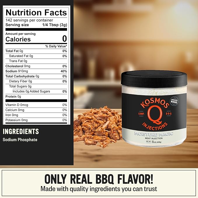 Kosmos Q Moisture Magic BBQ Injection Phosphate Meat Marinade for Chicken Pork Brisket Fish &amp More BBQ Competition Injection Blend to Maximize Juiciness Flavor &amp Moisture Gluten Free 1