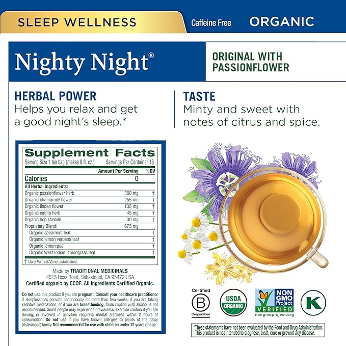 Traditional Medicinals Organic Herbal Tea Variety Pack for Stress and Sleep Support 6 Flavors Lavender Chamomile Lemon &amp Valerian Root 96 Tea Bags (6 Pack)