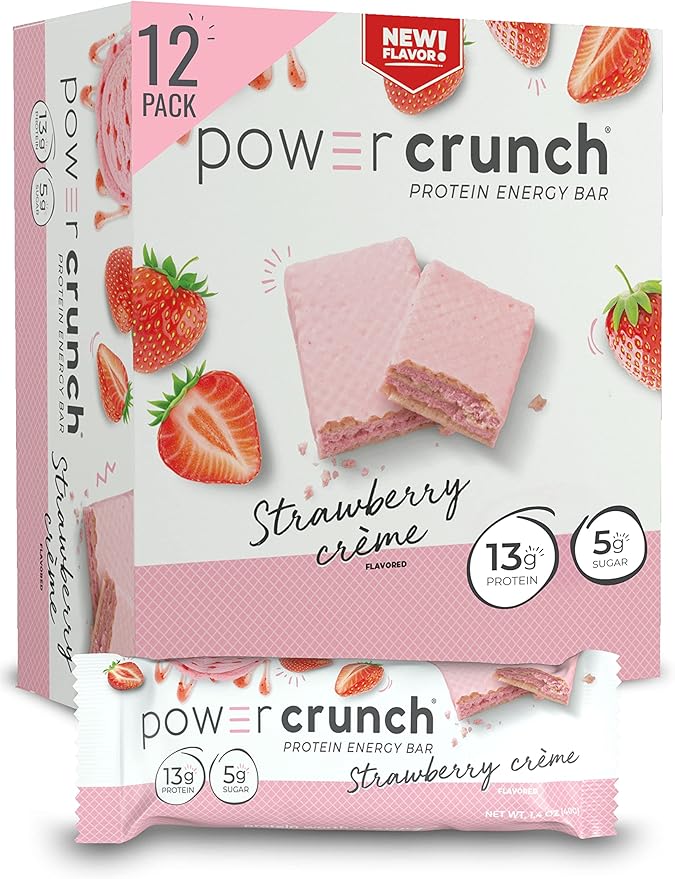 Power Crunch Protein Wafer Bars High Protein Snacks Strawberry Crème &amp Cinnamon Roll 1.4 Ounce (12 Count) Bundle