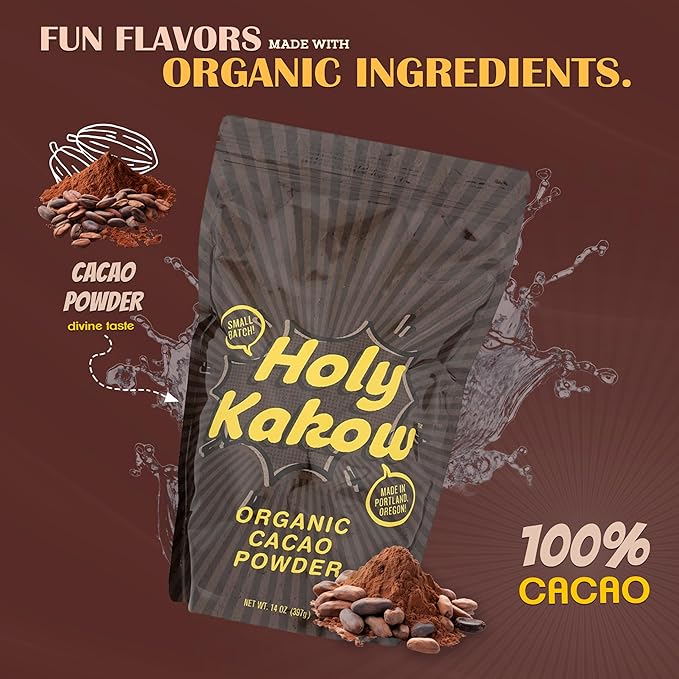 Holy Kakow Cacao Powder - Organic Cacao Powder Cacao Gluten Free Soy Free Vegan Single Origin Rich in Antioxidants Organic Raw Cacao Powder - 14oz