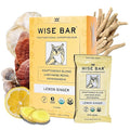 Wise Bar Adaptogen Mushroom Nutrition Bars with Reishi Lions Mane &amp Ashwagandha Organic Vegan &amp Gluten Free Snacks for Natural Focus Energy &amp Immunity Support Lemon Ginger Flavor 12 C