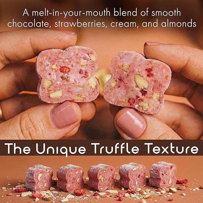 TartufLanghe Trifulot Strawberry &amp Cream White Chocolate Truffles with Almonds - Individually Wrapped Gourmet Italian Truffle Candy Fancy Chocolate Gift Set in a Bag From Italy- 6.34 OZ