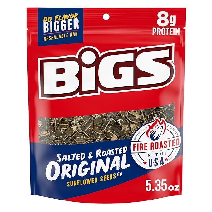 BIGS Sunflower Seeds Salted &amp Roasted Original Flavor Easter Basket Stuffer for Sports Fans 5.35 oz. (Pack of 12)