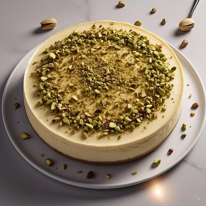 ANDY ANAND CHOCOLATIER Caramel Pistachio Cheesecake 9 | Freshly Baked with Real California Cream Cheese No Chemicals | All-Natural Delicious &amp Decadent Dessert (2 lbs)