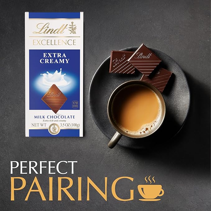 Lindt EXCELLENCE Extra Creamy Milk Chocolate Bar Milk Chocolate Candy 3.5 oz. (12 Pack)