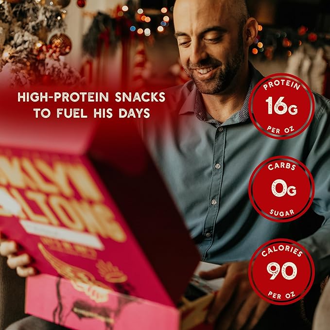 Brooklyn Biltong Beef Jerky Gift for Men (Biltong Gift Box Pack of 7) – Premium Air-Dried Grass-Fed Healthy Beef High Protein Keto &amp Gluten-Free Snacks Whole30 Biltong Box Made in USA