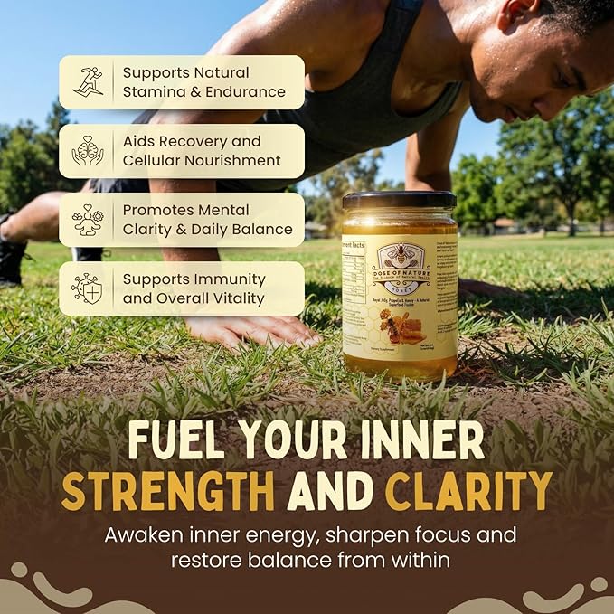 DOSE OF NATURE Raw Honey with Bee Bread | Small Batch Unfiltered Superfood Honey Pack for Energy &amp Stamina | Organic Honey for Vitality Recovery Immunity &amp Daily Wellness | Wildcrafted 50